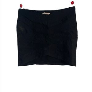 Micro mini body con bandage wrap front / plain back skirt black size L punk goth